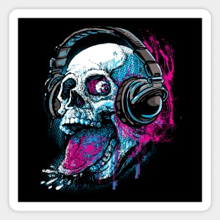 Skull Givin' Raspberry Chillaxin with Headphones Magnet